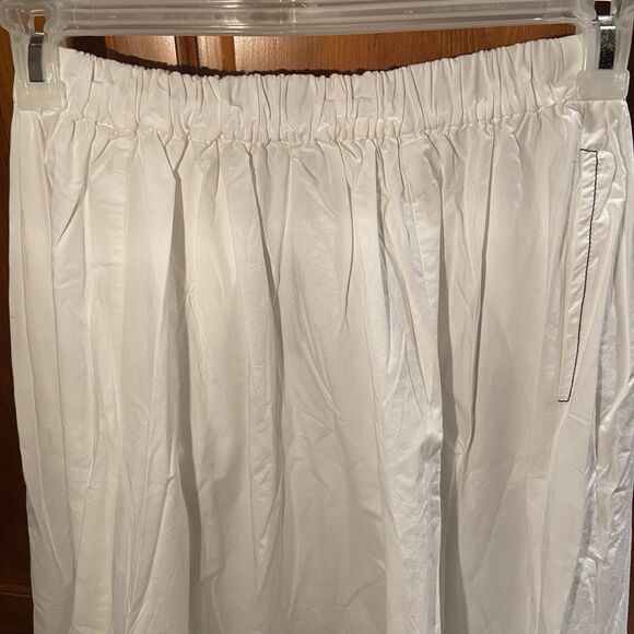 J. Crew Contrast Stitch Midi Skirt 100% Cotton Poplin White Size 4 Classic - Picture 13 of 14